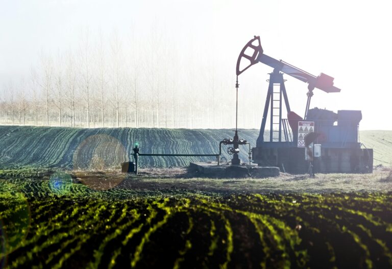 Pumpjack in an onshore oil field.